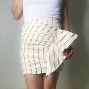 BA&SH Jupe Fluky Striped Wrap Ruffle Detail Mini Skirt US 0 NWT $178